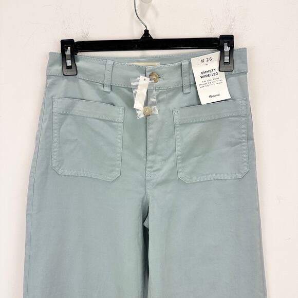 Madewell The Emmett Wide Leg Pant Patch Pocket Blue Horizon High Rise US 26 NWT - Picture 9 of 16
